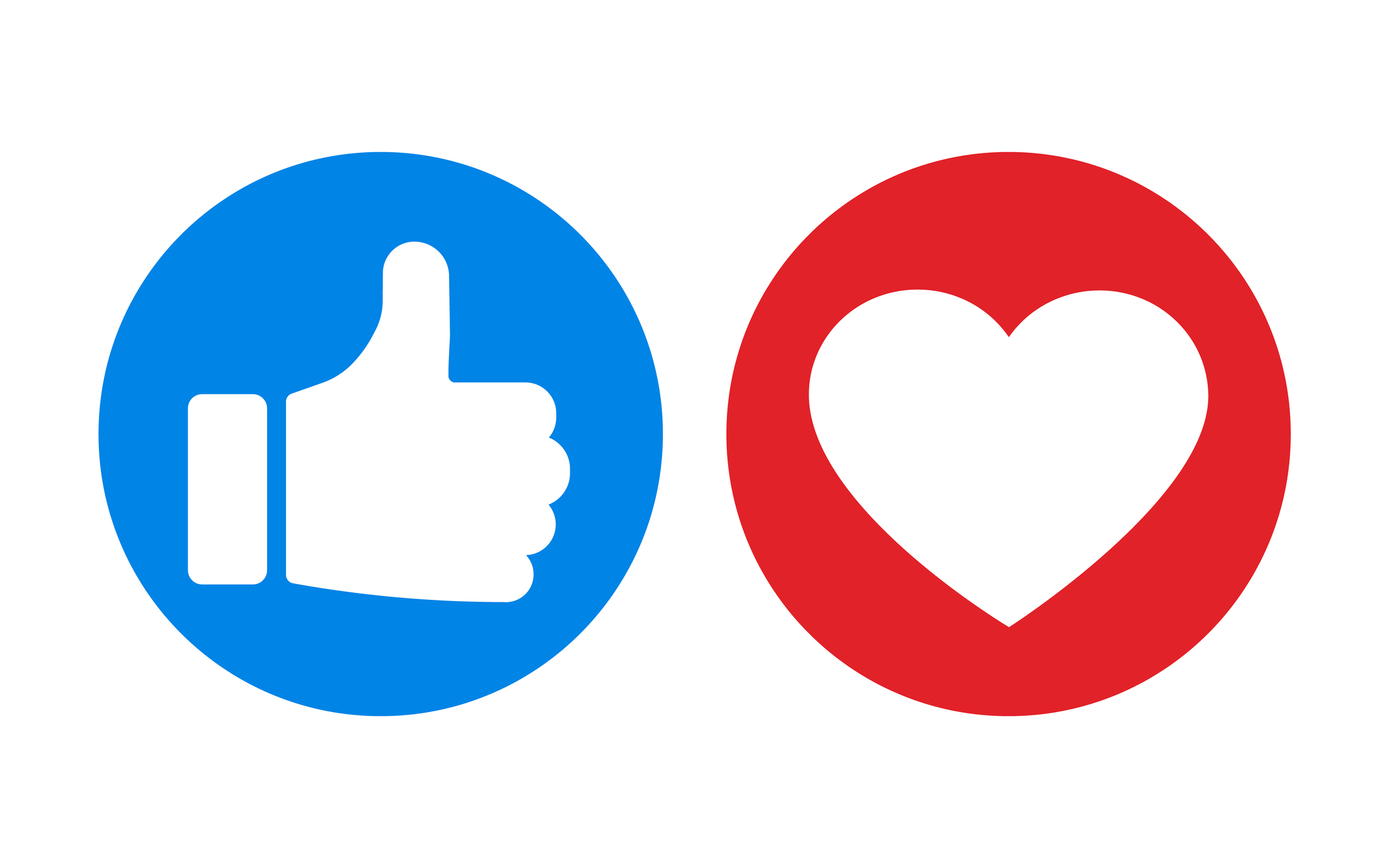 Thumbs up and heart icon isolated on white background. Vector illustration.