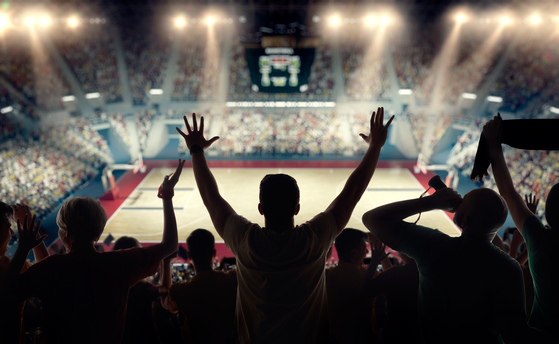 Basketball fans at basketball arena