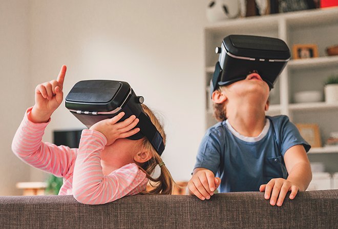 children using VR headsets